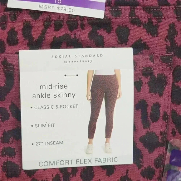 NWT Anthropologie Sanctuary Leopard Ankle Skinny Women's pants 16 8116C - Picture 6 of 9